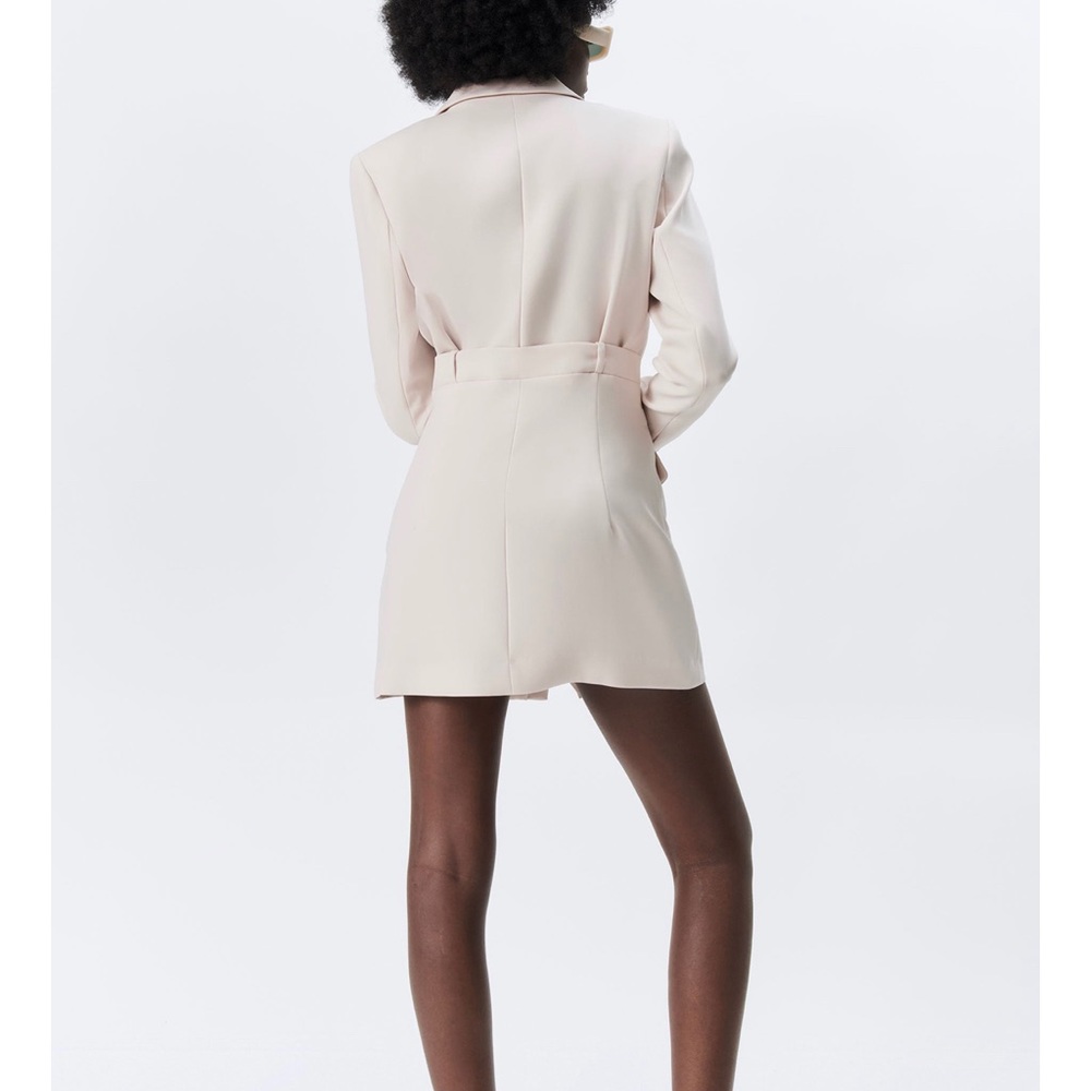 NWT ZARA Blazer Dress Light Yellow M Blogger’s Fav - Picture 8 of 13
